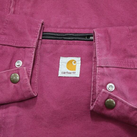 Vintage Carhartt WOMENS WJ097 RBY Ruby FADED Pink Detroit Jacket Size Medium - Picture 6 of 16